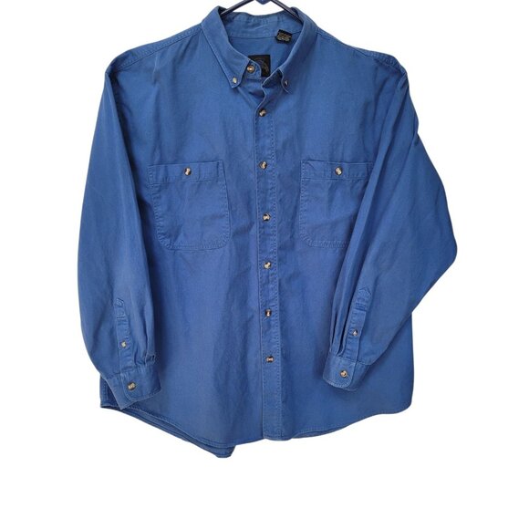Wildman Apparel Men XL Blue Canvas Shirt VTG Long Sleeve Button Down Heavyweight - Picture 2 of 14
